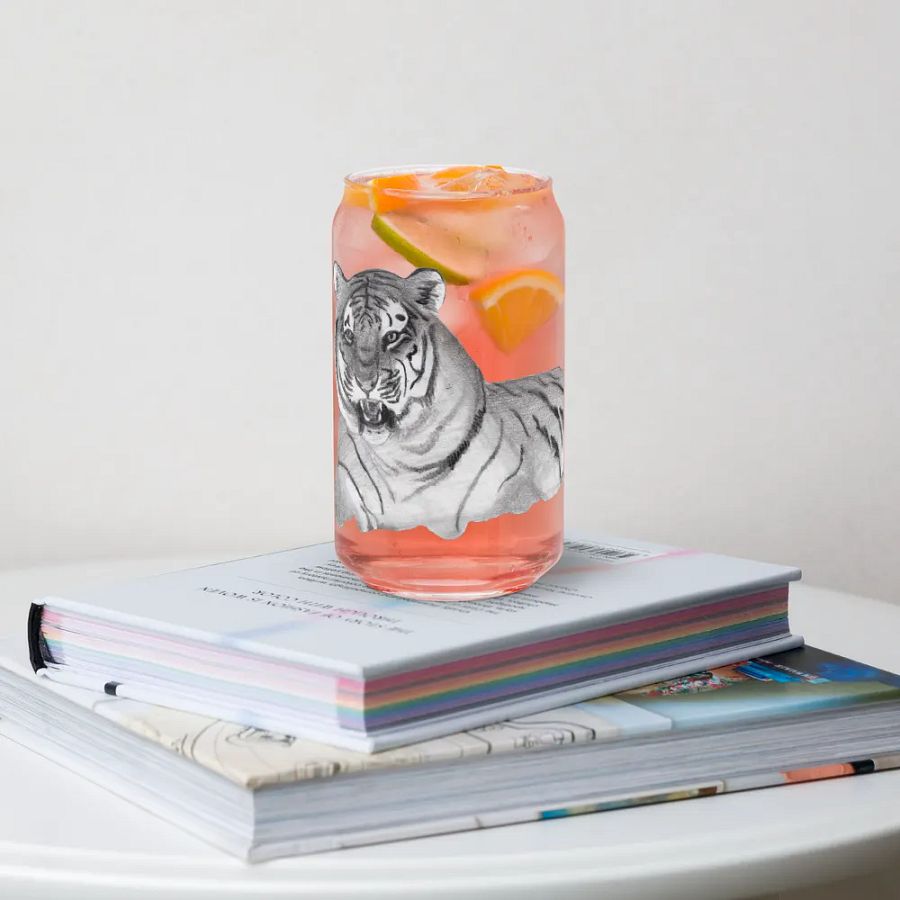 Tiger Drawing Glass Can Cup product image (34)