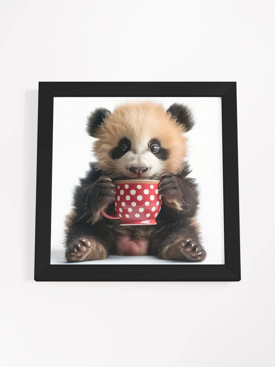 Coffee Lover Cute Baby Panda Framed Wall Art product image (3)