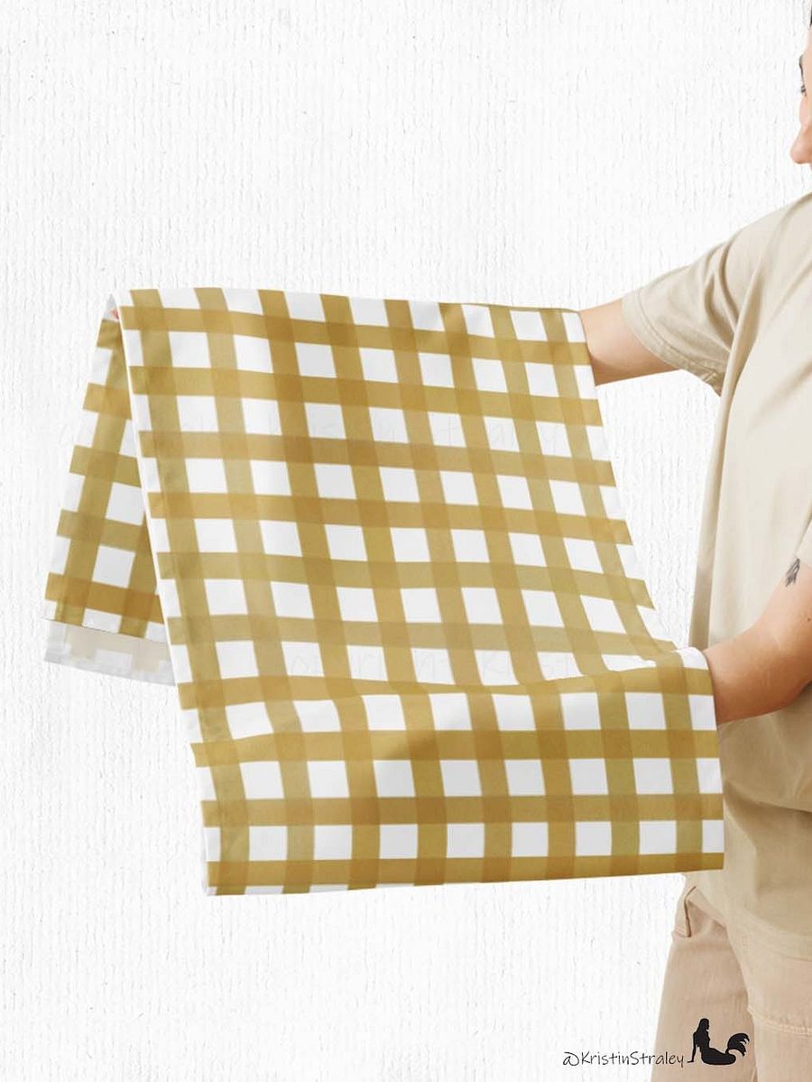Mustard Yellow Gingham on White Table Runner product image (5)