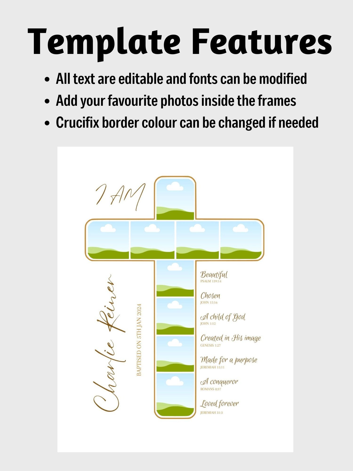 Crucifix Photo Collage Baptism Canva Template product image (5)