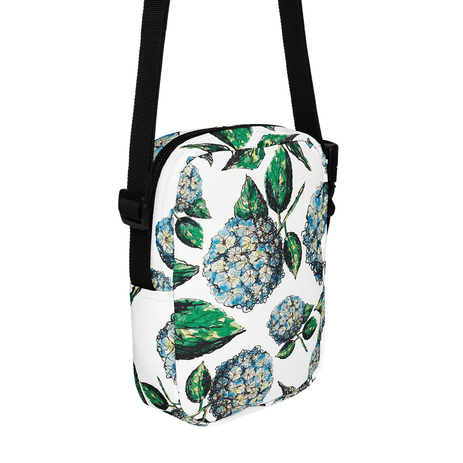 Blue Hydrangea Blooms | Crossbody Bag | by Monique Faella Designs™ | Elegant Utility for Everyday Blooming | Floral Chic Meets Coastal Function 💙🌸🎒 product image (3)