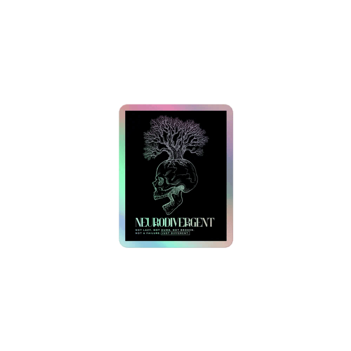 NEURODIVERGENT SKULL holographic sticker product image (1)