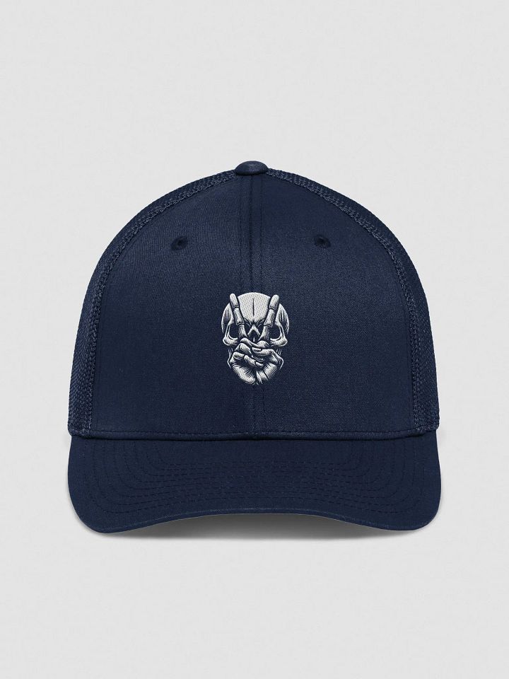 Pixelated Skull Flexfit Trucker Hat | AI Design peace skull image product image (2)