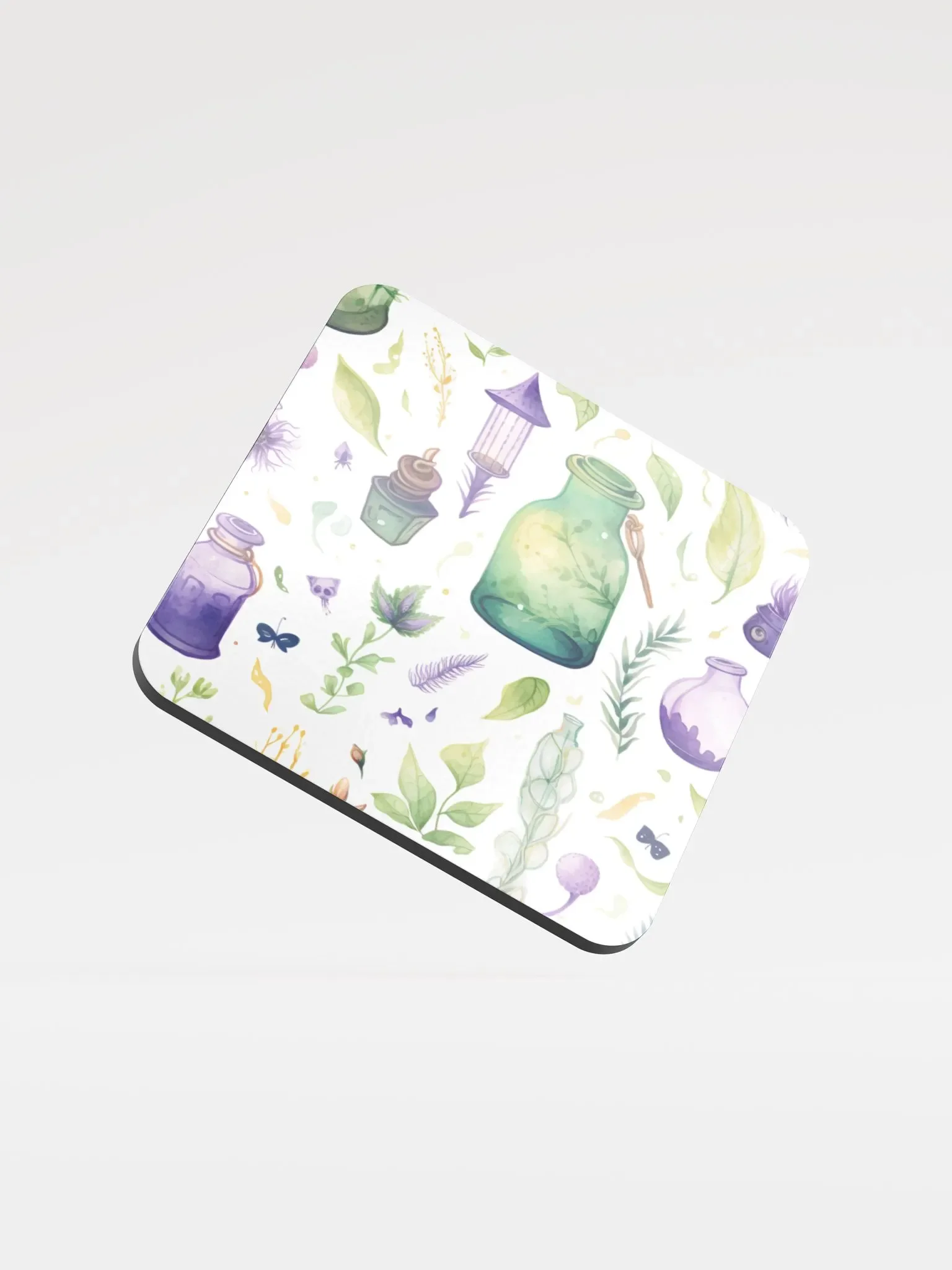 Glossed Cork Coaster 🟩 🟪 Fascinating Watercolor Pattern - Motif 12 product image (1)