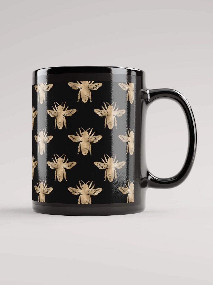 Golden Bees Patterned Black Mug product image (1)