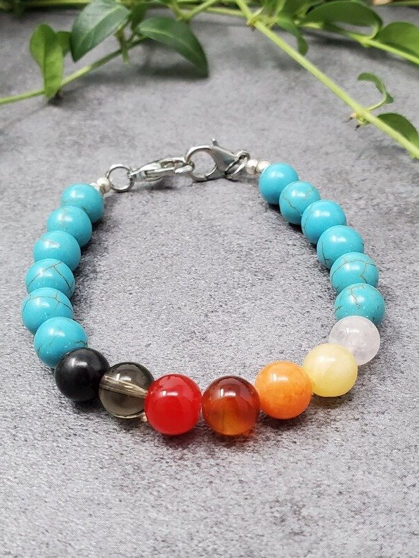 Flow & Freedom Bracelet – Blue Howlite, Carnelian, Jade & Quartz Energy Alignment Jewelry product image (2)