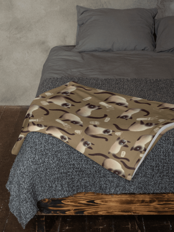 Bad Siamese Cats Knocking Stuff Over Throw Blanket, Brown product image (8)