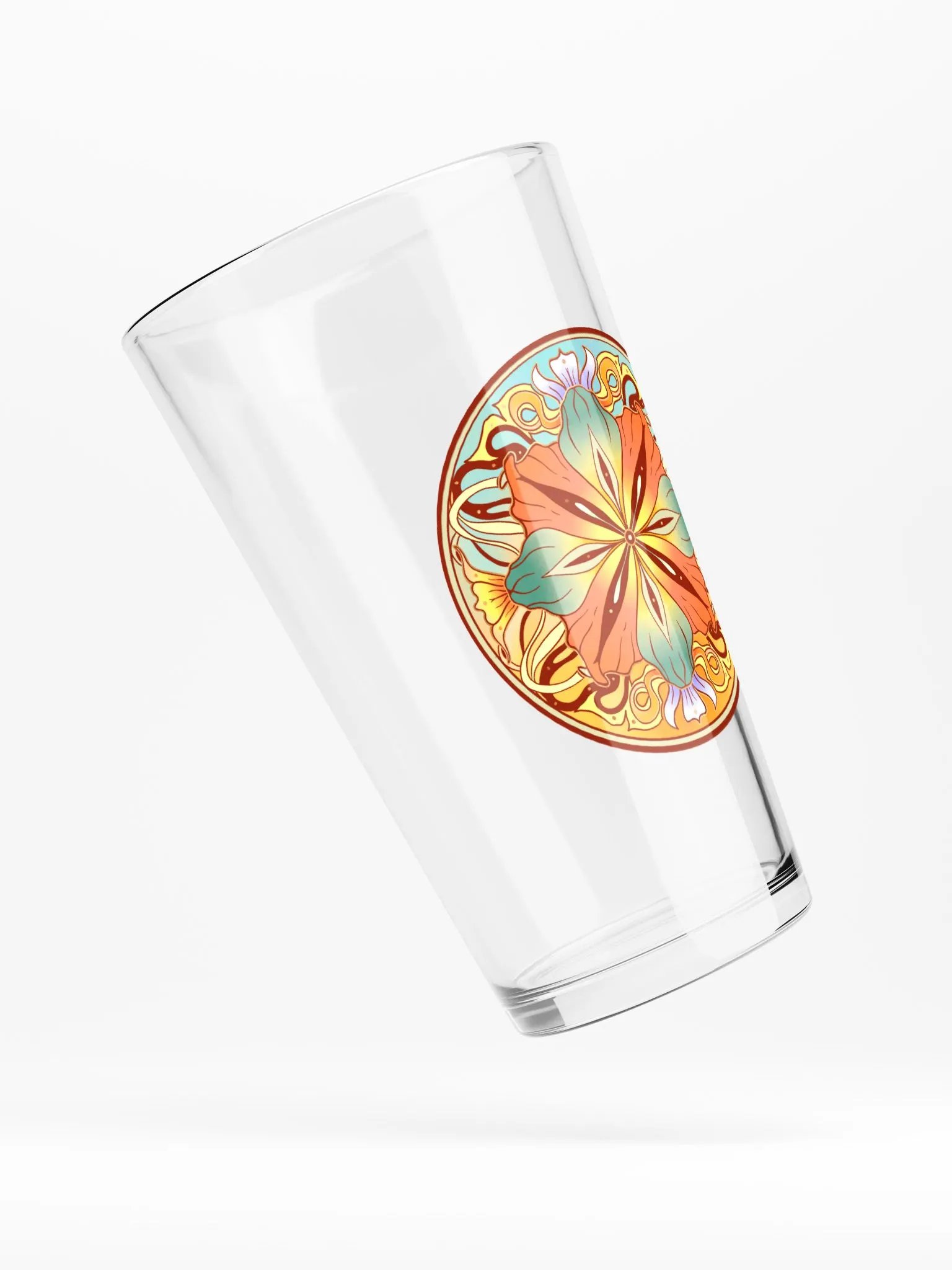 Teal Floral Mandala - Pint Glass product image (4)
