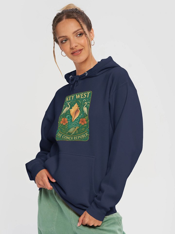 Key West Tropical Conch Republic Hoodie with Herons and Hibiscus product image (13)