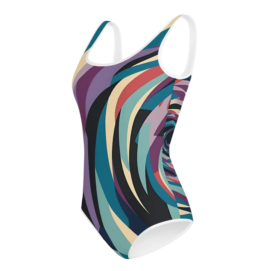 Abstract Lithographic Pattern Design Youth One Piece Swimsuit - V5 product image (4)