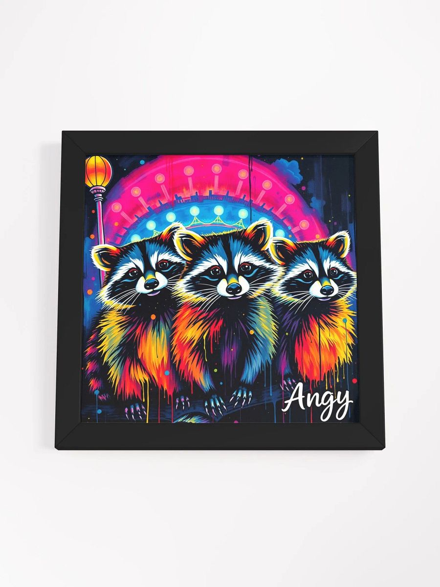 baby Neon Raccoons aka city kitties Carnival Dreams Framed Poster product image (17)