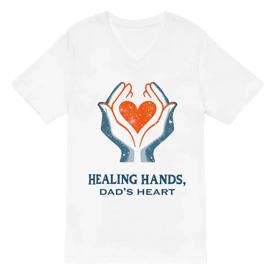 Flaming Heart , Dad's heart, Healing Hands V-Neck Tee product image (6)