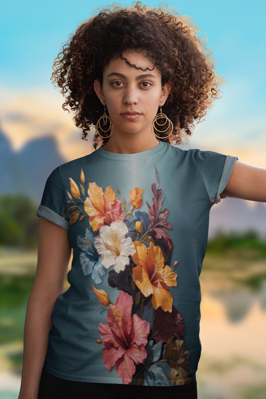 Floral Themed All Over Print T-shirt product image (1)