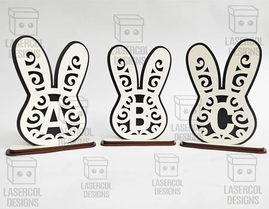 Easter Bunny Monogram Set 3 (3 Sizes) - Laser Cut Files product image (6)