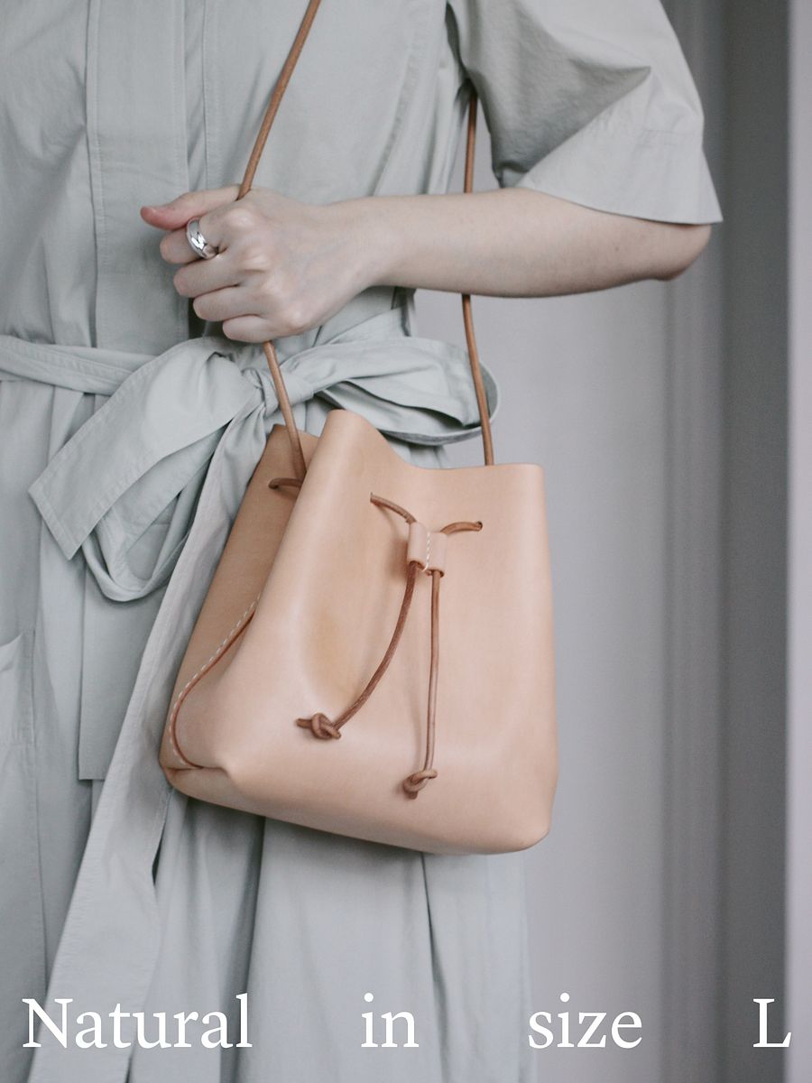Leather Drawstring Bucket Bag product image (6)