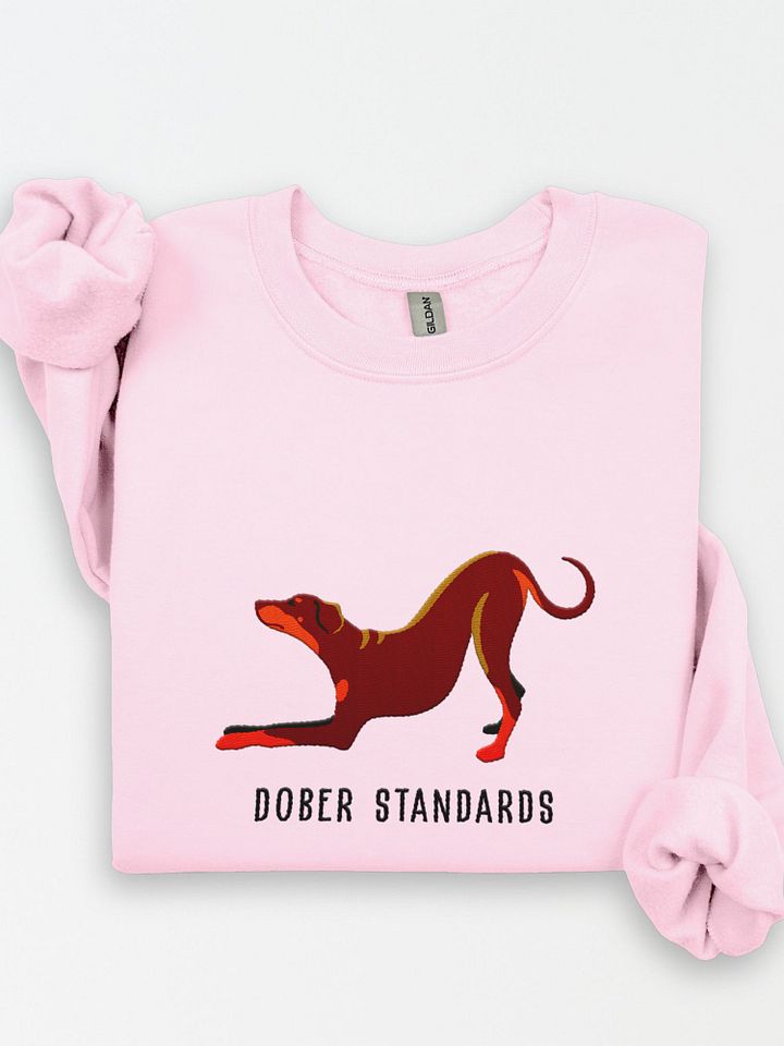 Dober Standards Sweatshirt (Embroidered) of a Doberman Pinscher(Red, Full Tail & Ears) product image (1)