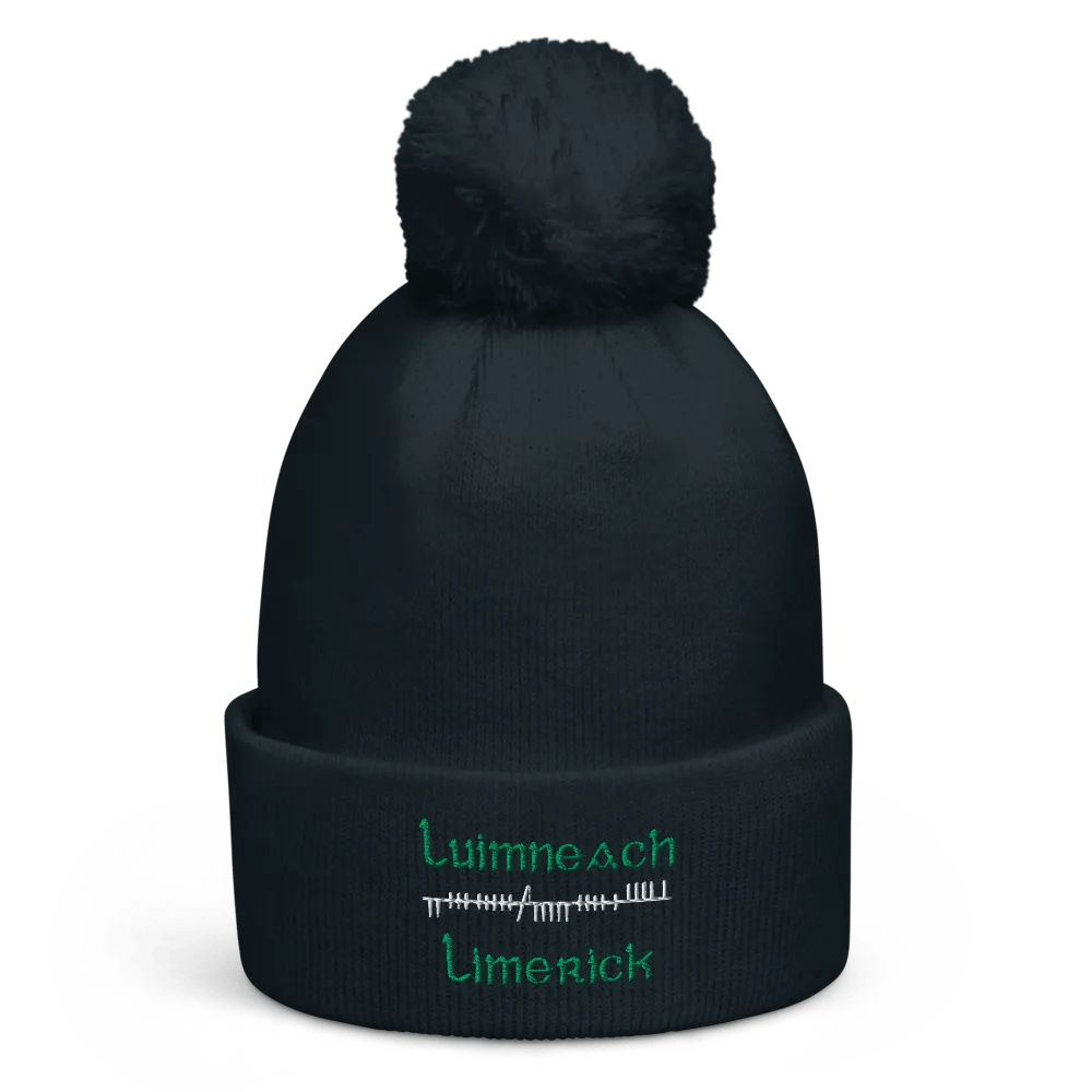 Limerick/Luimneach Orthodox style Ogham embroidered Pom-Pom Beanie product image (1)