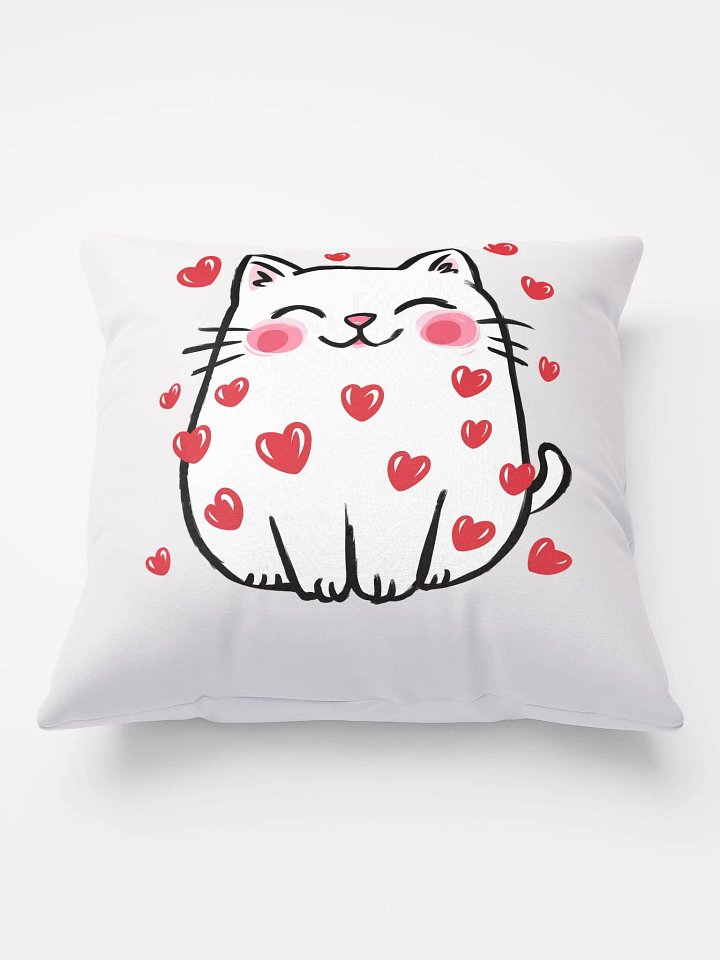 Adorable Cat Surrounded by Hearts Pillow product image (2)