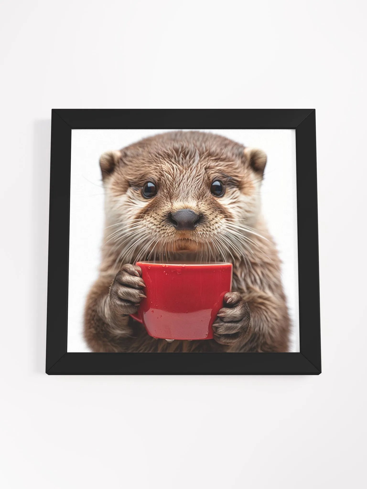 Coffee Lover Cute Otter Framed Wall Art product image (4)