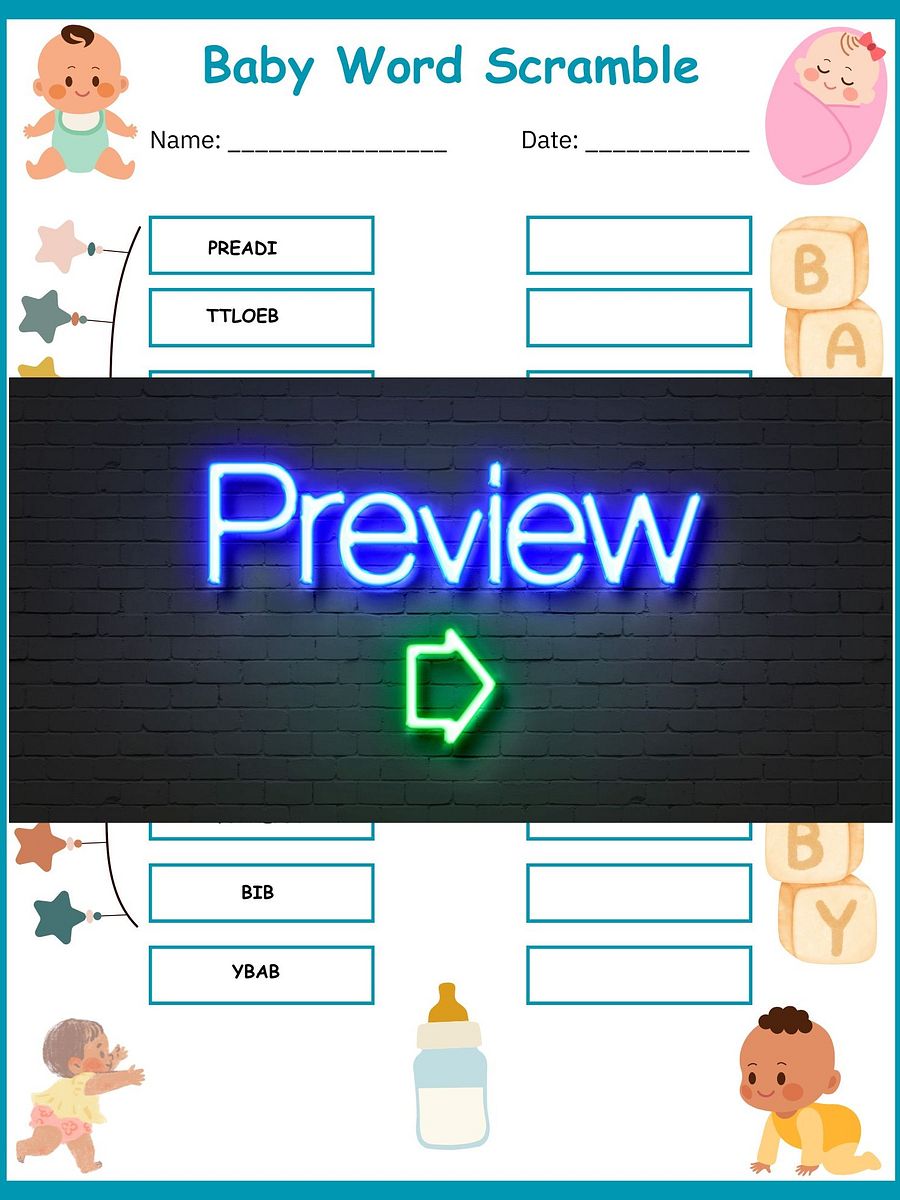 Baby Word Scramble Worksheet product image (2)