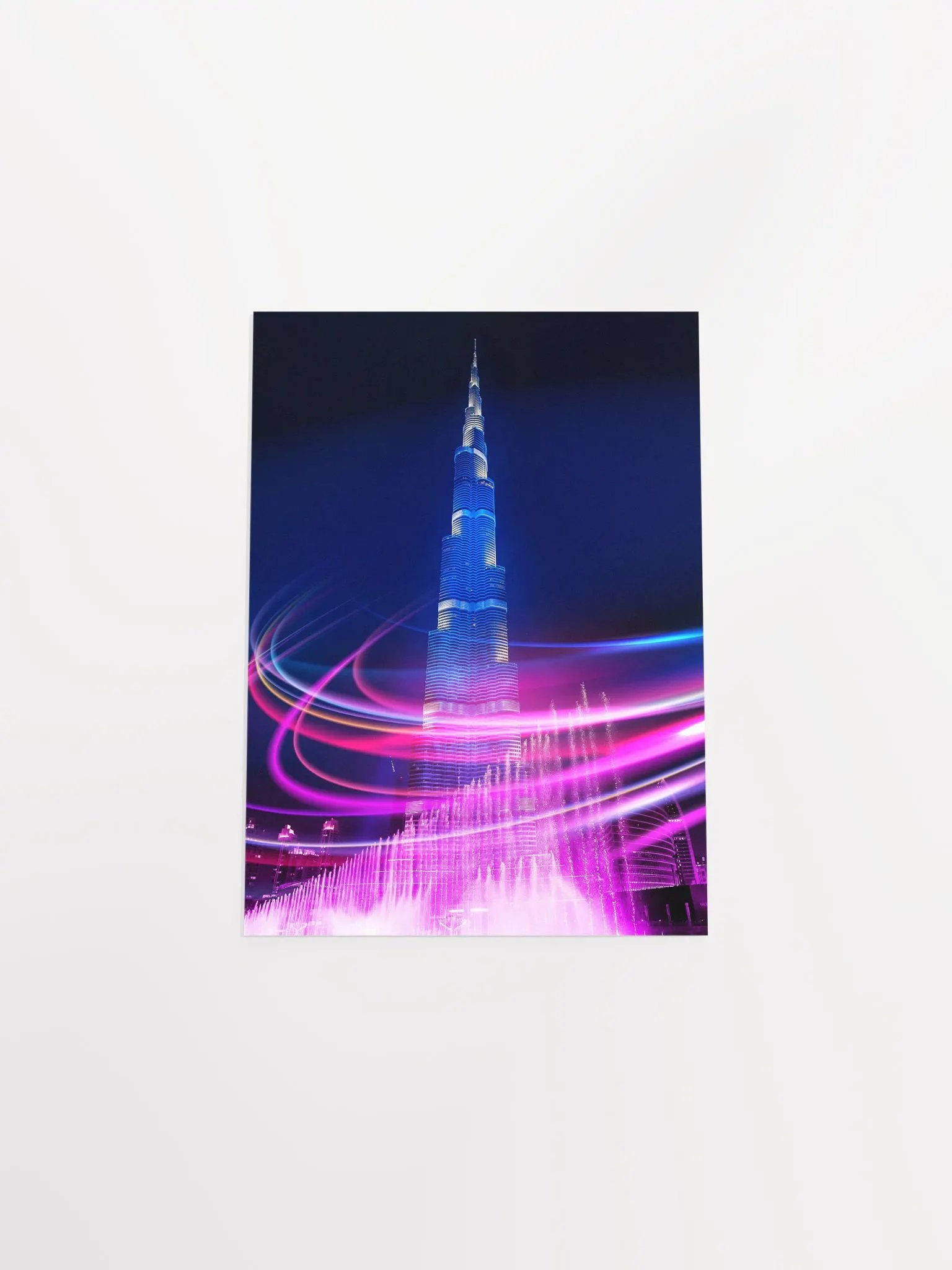 Neon city: Dubai, Burj Khalifa #1 (synthwave/vaporwave/retrowave/cyberpunk) — aesthetic poster product image (9)