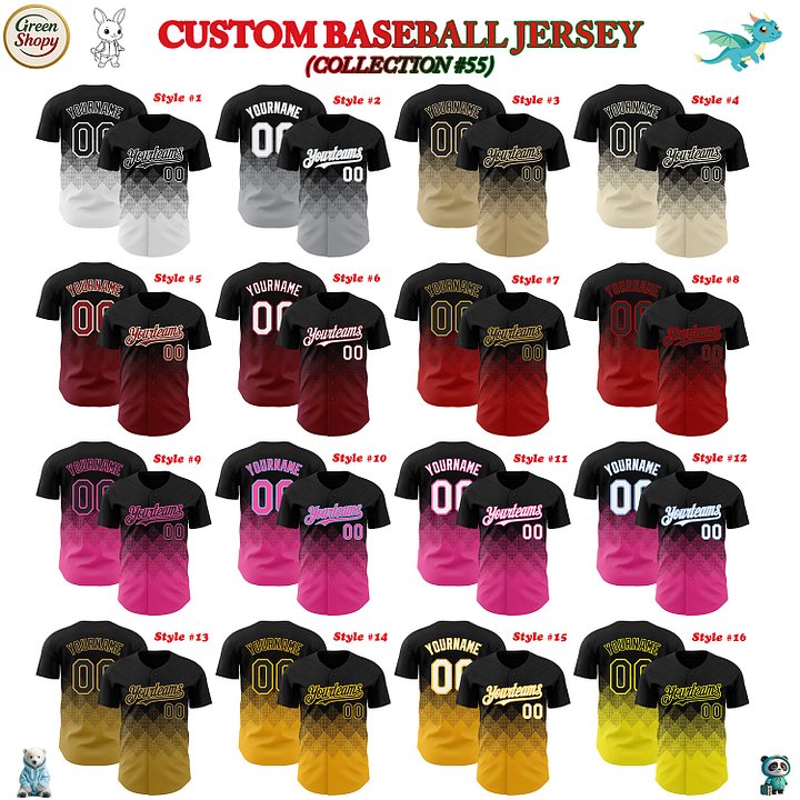 Authentic Baseball Jersey, Custom Baseball Jersey, Personalized Sport Jersey, Colorful, Number, 3D Gradient Square Shape product image (181)