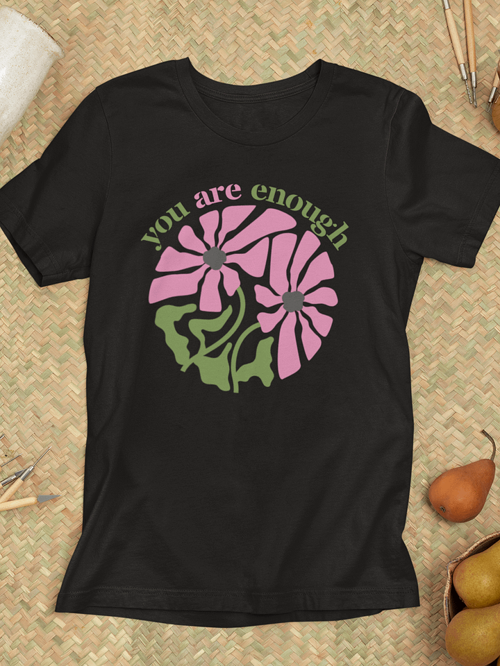 You Are Enough Inspiration Quote Colorful Floral T-shirt product image (2)
