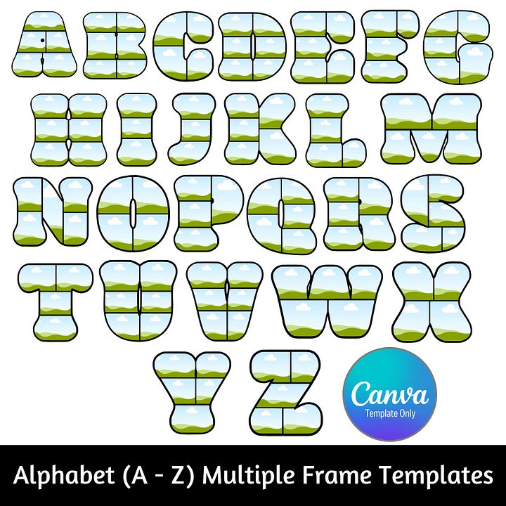 Fat and Fun Alphabet (A - Z) Multiple Frames Canva Templates product image (1)