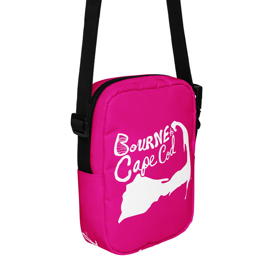 BOURNE to Cape Cod™ | Crossbody Bag | BRN.2C.C.™ | Utility On-the-Go | Coastal Cool Meets Everyday Carry | White Logos on Vibrant Pink🌊🎒 product image (3)