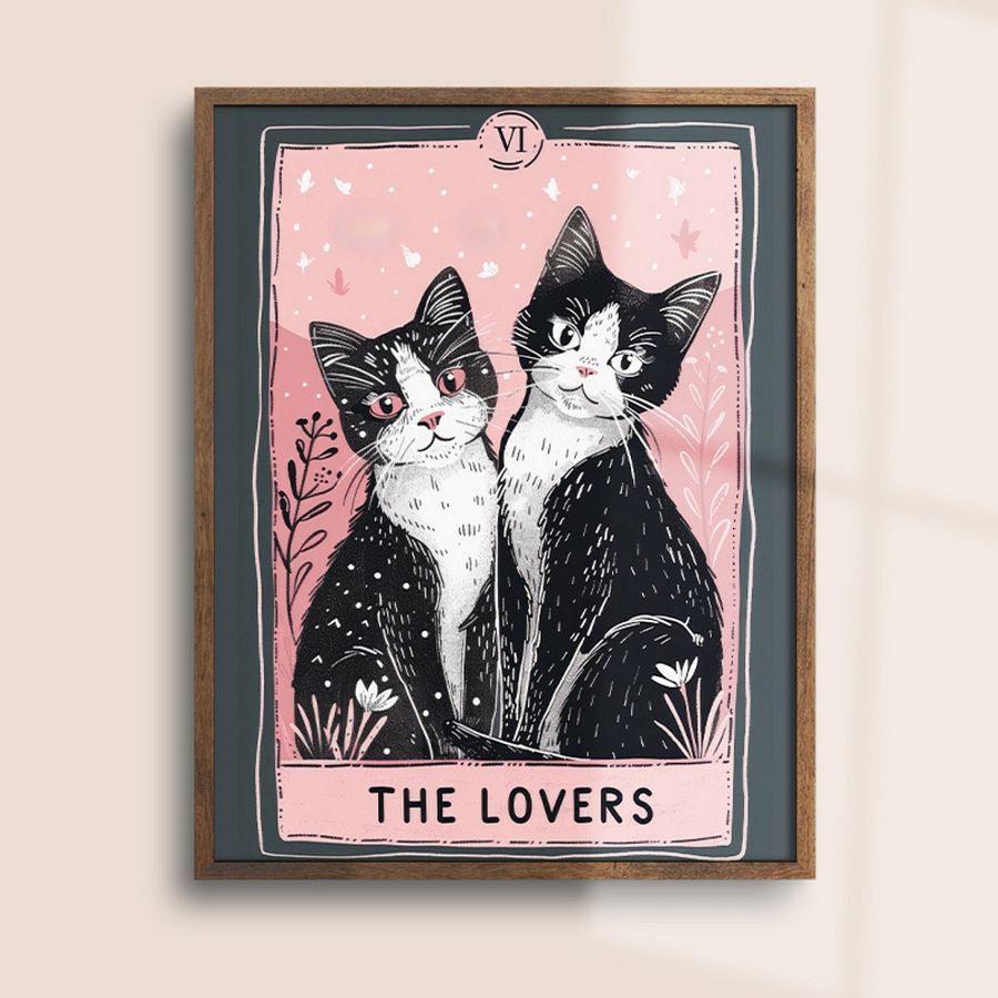 The Lovers Tarot Card Feline Art Print product image (8)