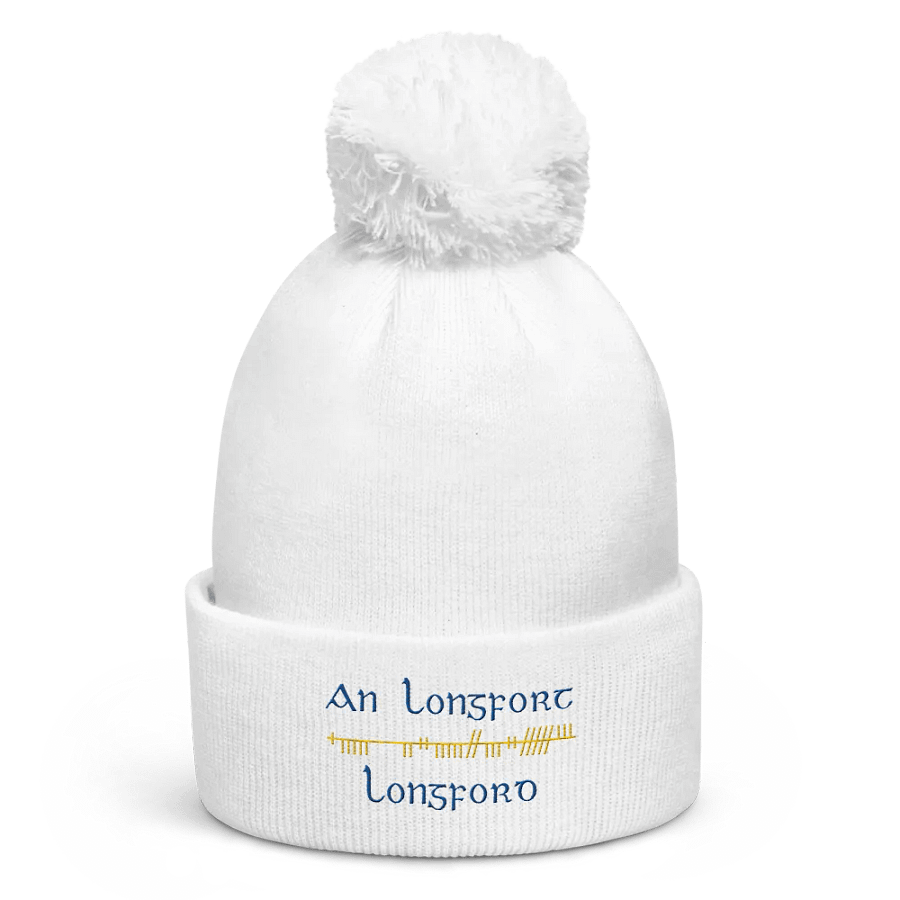 Longford/An Longfort Orthodox style Ogham embroidered Pom-Pom Beanie product image (6)