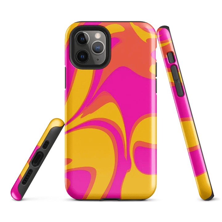 Pink and Yellow Psychedelic Swirls iPhone® Tough Case product image (2)