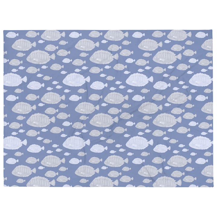 Seaside Chic - Fish Pattern Blue Soft Plush Blanket in two sizes product image (1)