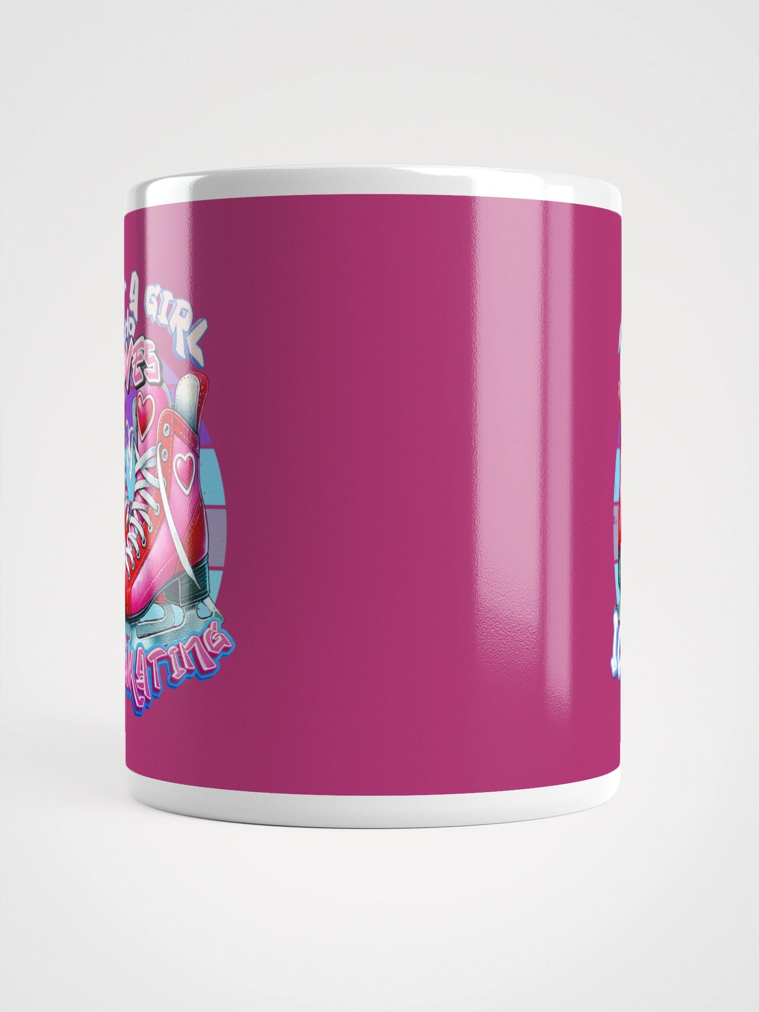 Just a Girl Who Loves Ice Skating Pink Skates Berry Background Mug for Skaters product image (5)