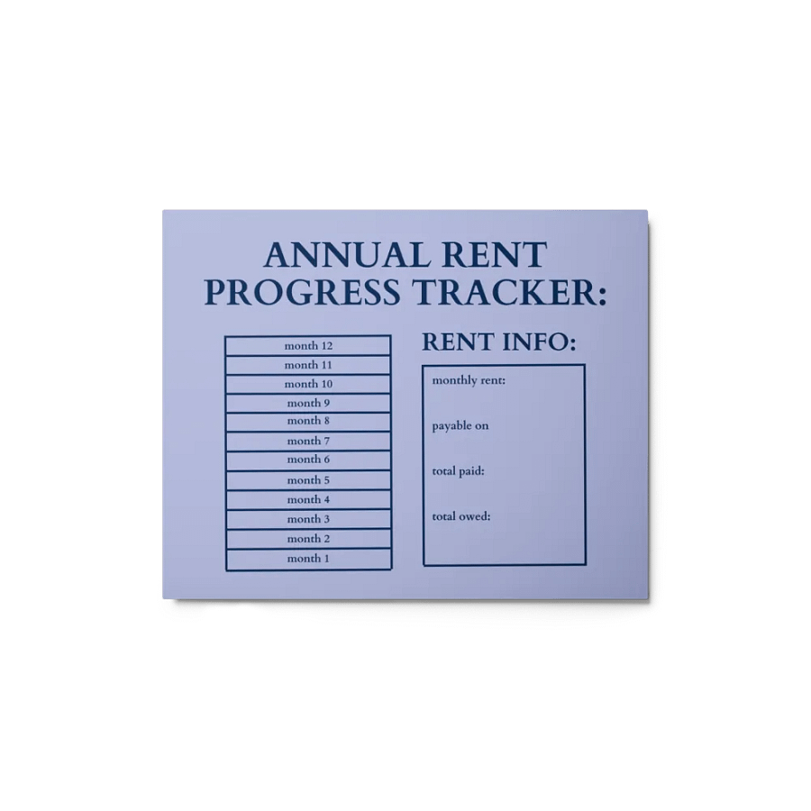 HIGHFALUTIN ANNUAL RENT TRACKER (navy design 2) product image (1)