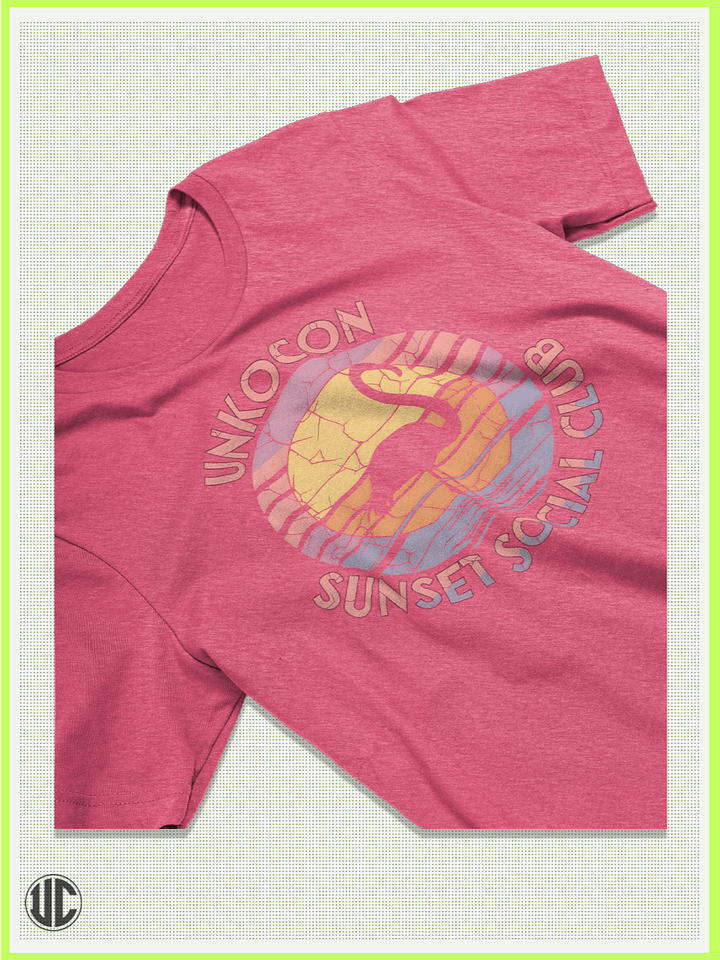 UnkoCon Sunset Social Club T-Shirt – Retro Flamingo Beach Tee product image (2)