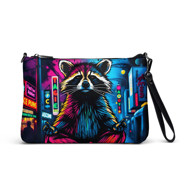faux leather Neon City Raccoon All-Over Print Crossbody Bag product image (1)