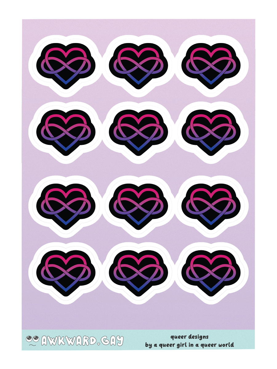 Bisexual Pride Gradient Polyamory Infinity Heart Sticker Sheet product image (3)
