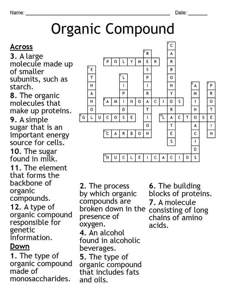 Organic Compound Crossword Puzzle product image (2)