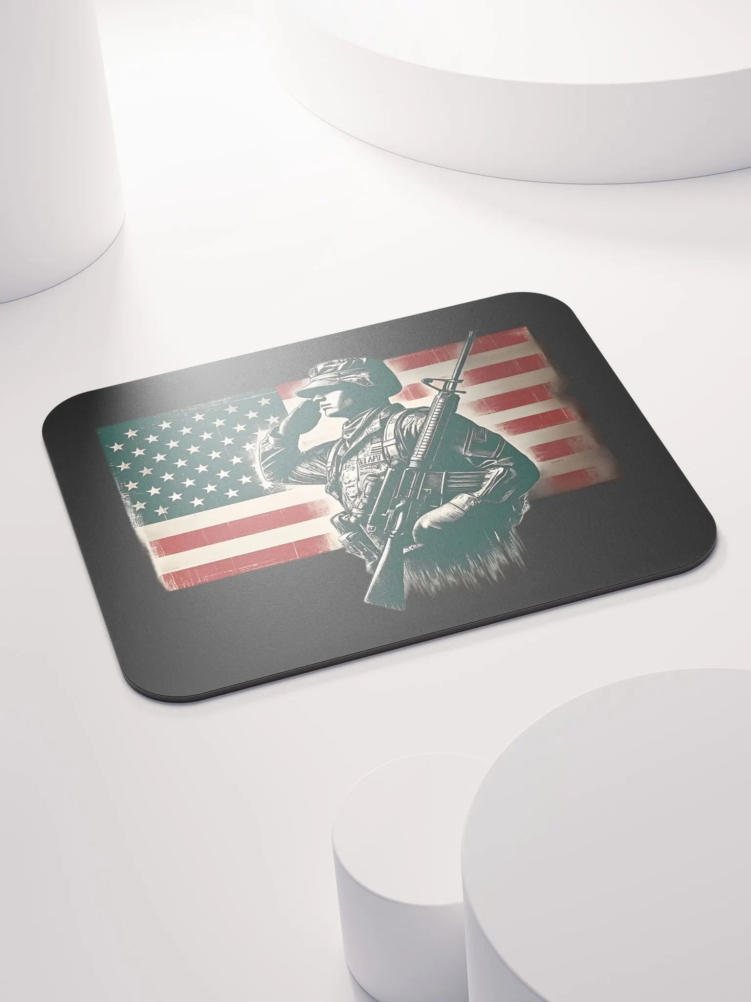 Saluting Soldier - Proud USA Patriotic Tribute Vintage Mouse Pad product image (4)