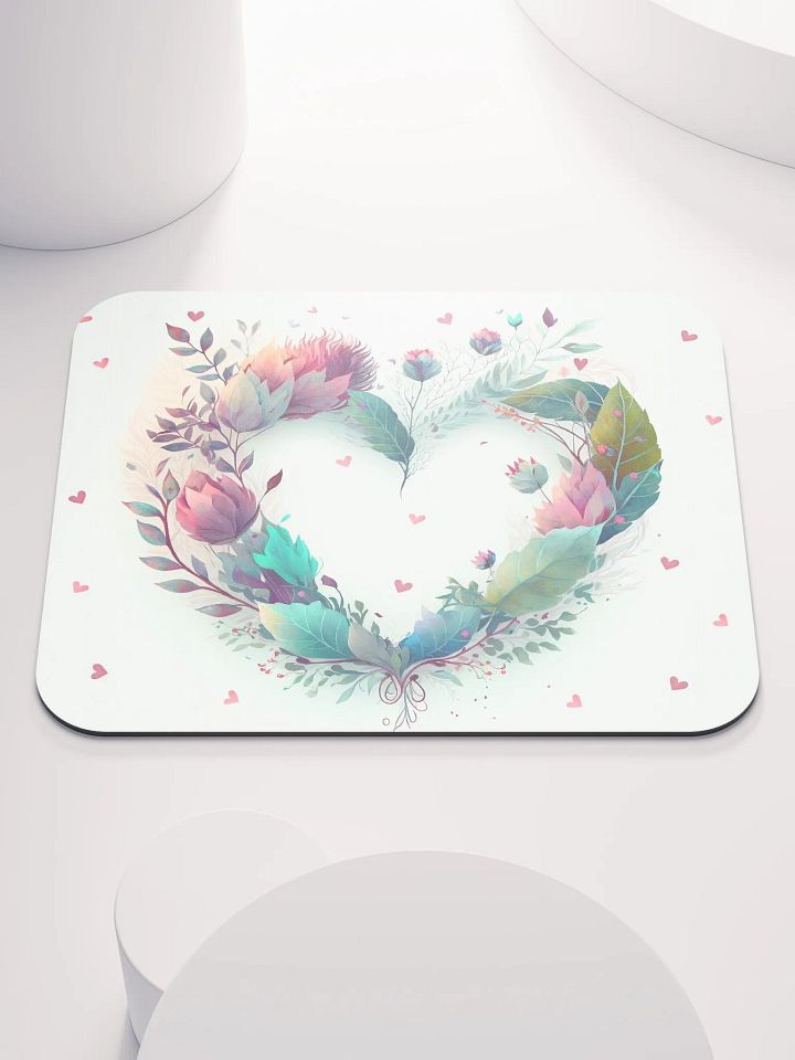 Valentines Flower and Greenery Heart Mousepad product image (1)
