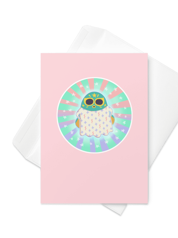 Pastel Little Ghost Luchador #2- Greeting Card product image (1)