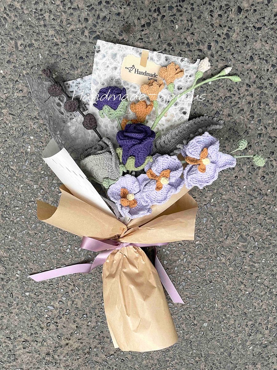 Purple Thoughts Crochet Knit Bouquet product image (4)
