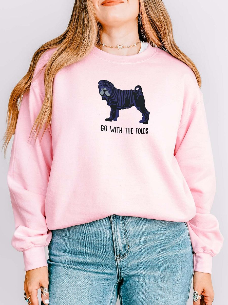 Go with the Folds Sweatshirt (Embroidered) of a Chinese Shar-Pei(Black) product image (2)