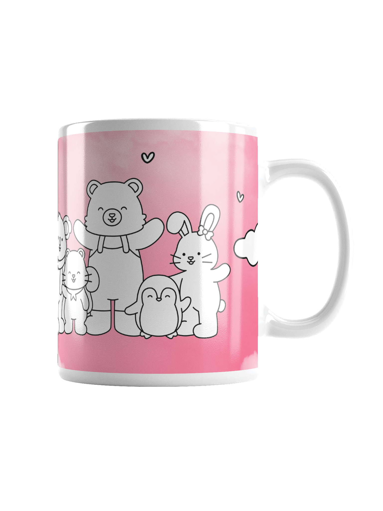 Snuggly Friends White Mug - Coloring Edition with Pink Background product image (2)