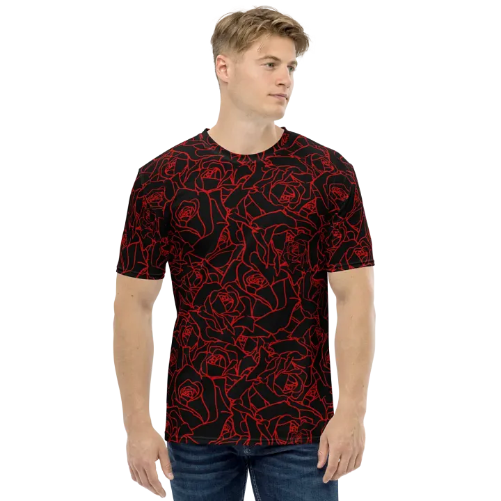 Loads of Roses · black-red crew neck t-shirt product image (1)