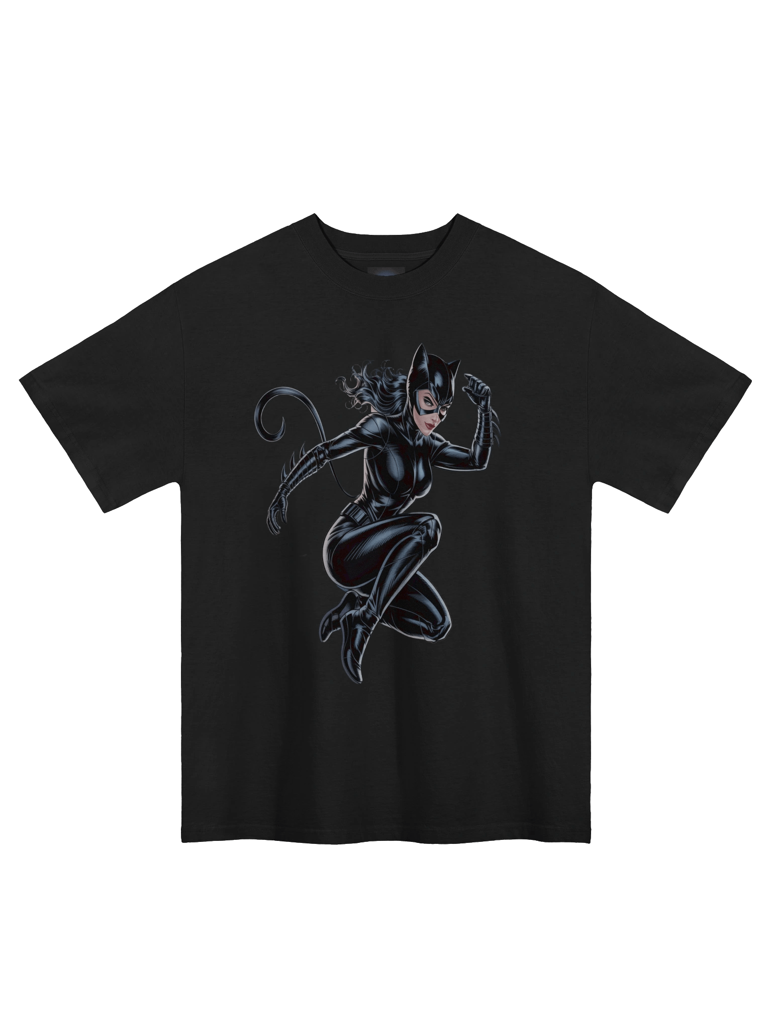 Shadow Pounce: Catwoman's Lethal Leap Oversized Faded T-Shirt product image (3)