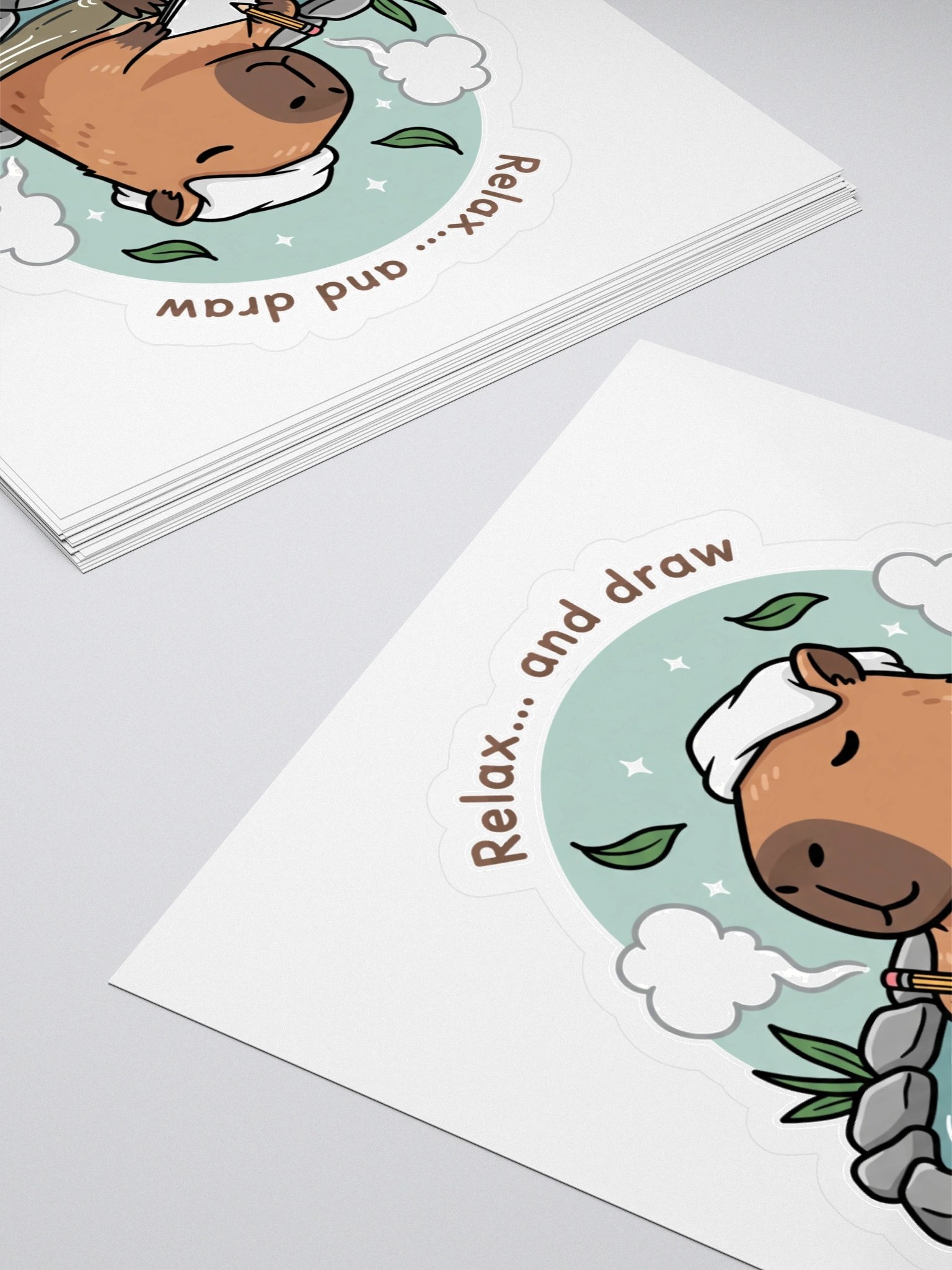 Capybara Sketch Spa Kiss Cut Sticker product image (4)