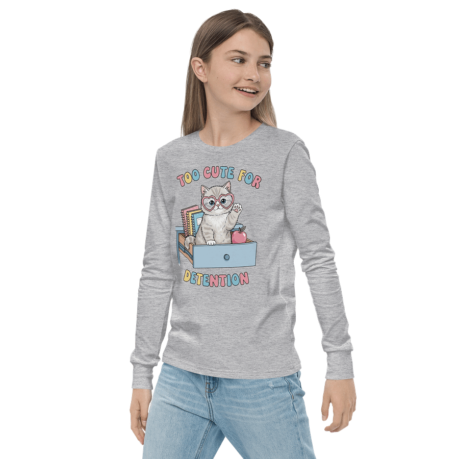 Too Cute For Detention Kitty Heart Long Sleeve Tee product image (22)