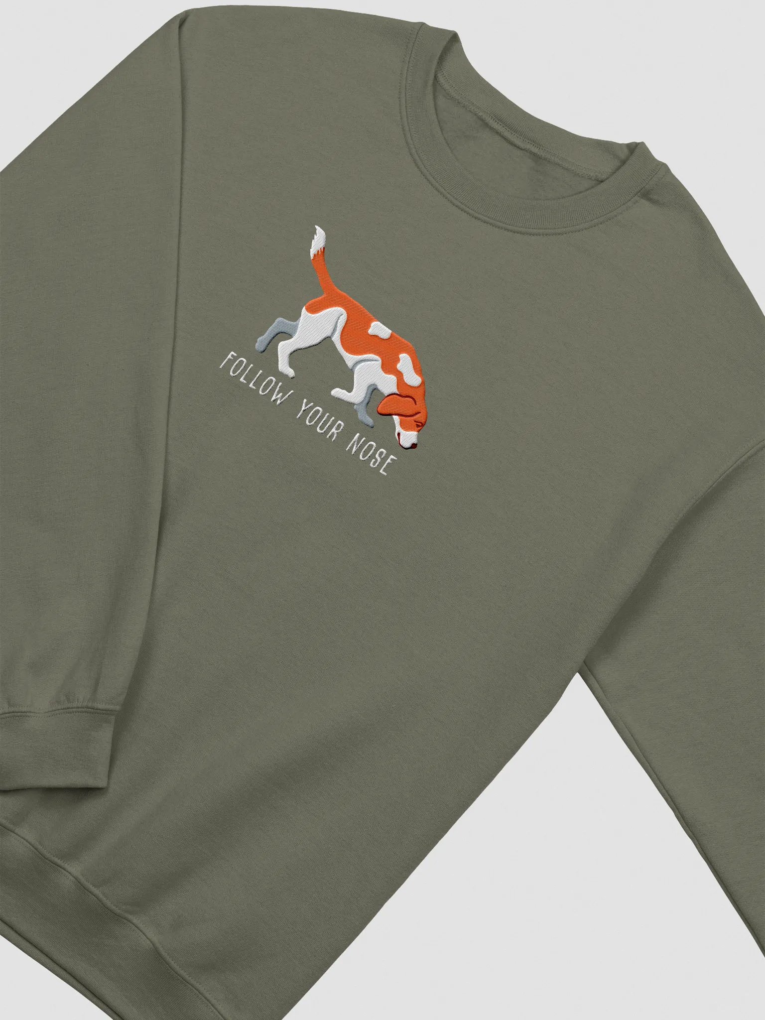 Follow Your Nose Sweatshirt (Embroidered) of a Beagle(Red & White) product image (6)